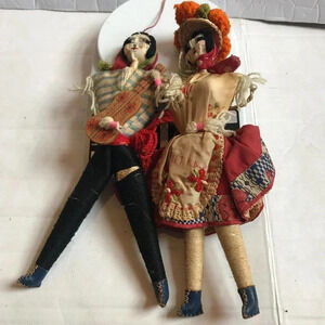 Vintage handmade couples hanging dolls